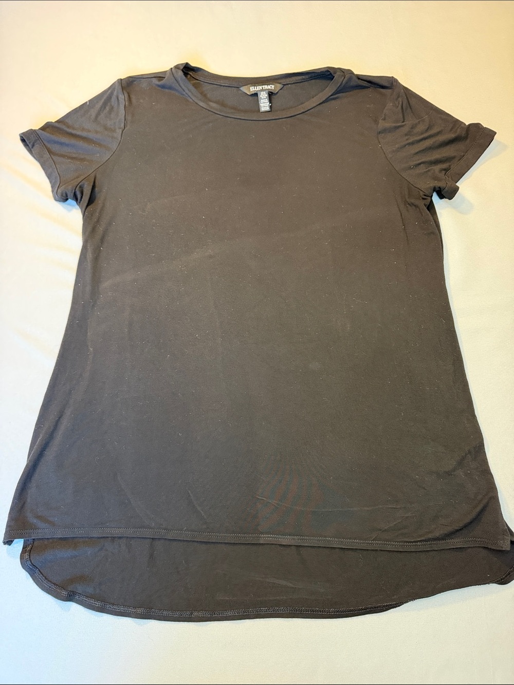Ellen Tracy Black Short Sleeve Scoop Neck Tee